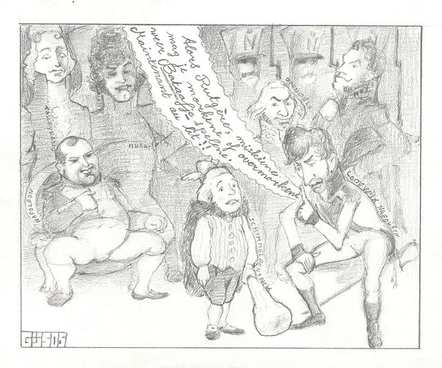 Historisch Café 14-12-2005 - karikatuur van Napoleon door Gijs Sevenhuijsen